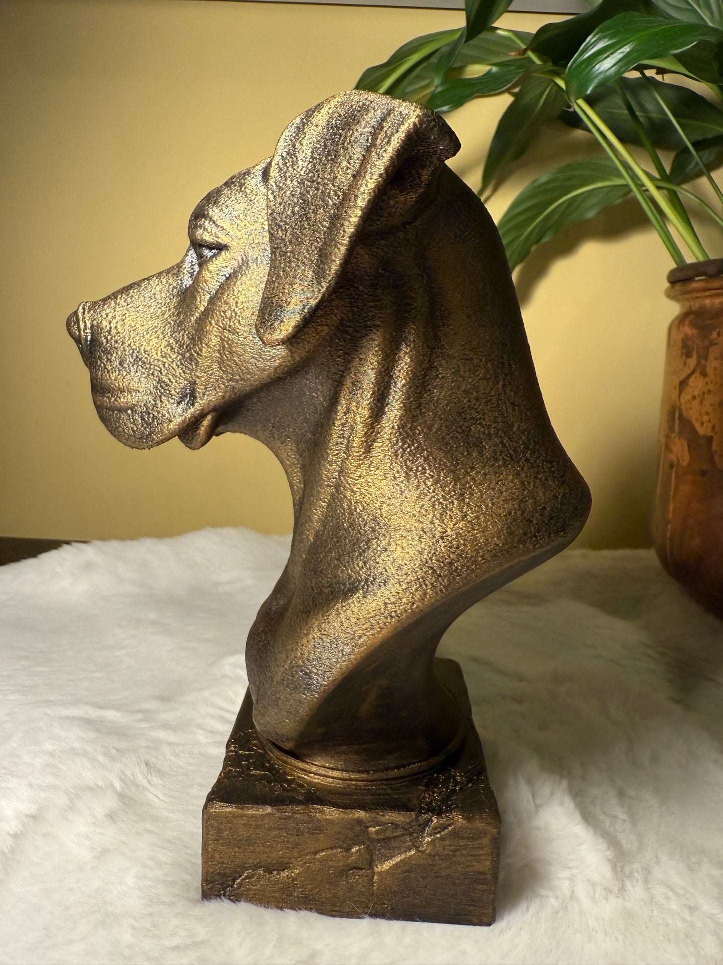 Great Dane bust detail – antique finish hand-painted 3D print sculpture for dog lovers