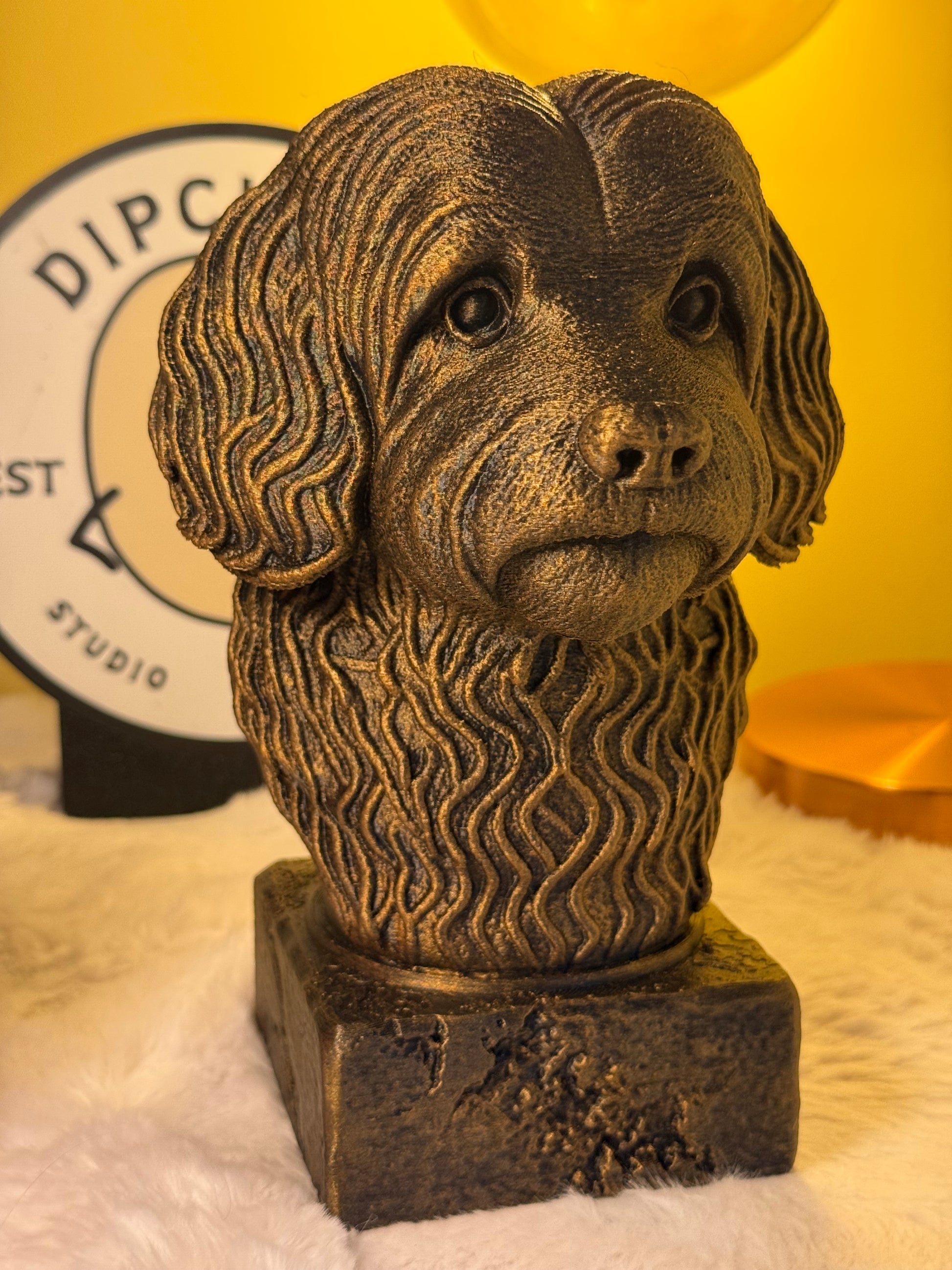 Havanese side view antique style bust – Havanese 3D printed dog statue home decor