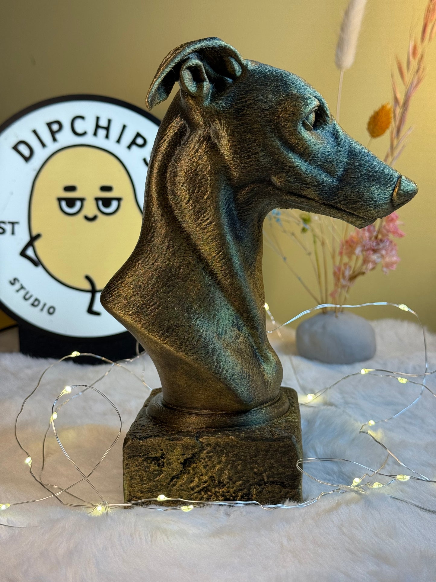 Whippet Dog Antique Bust