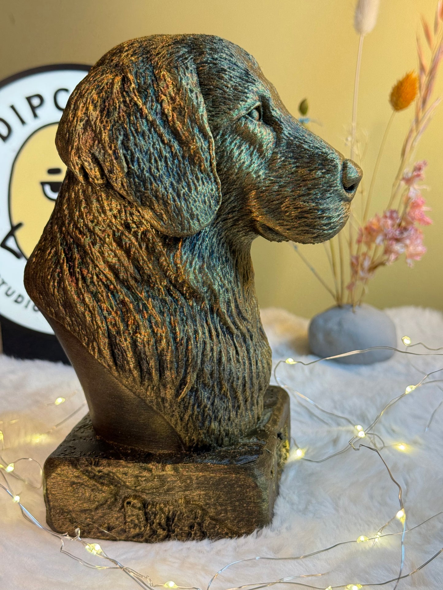 Flat Coated Retriever Antique Bust