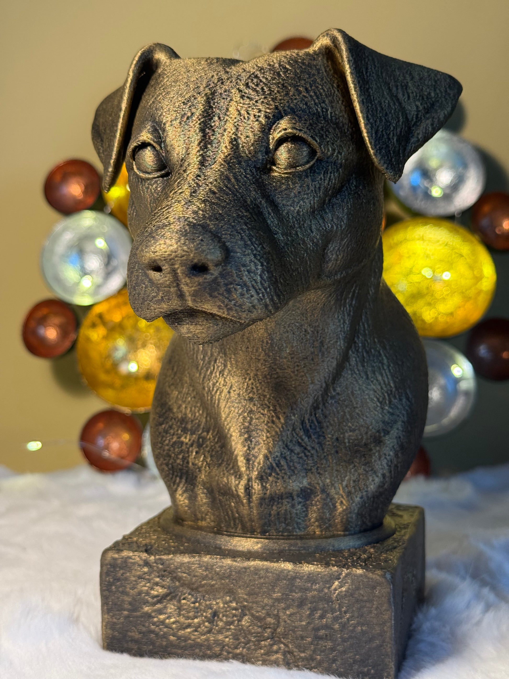 Jack Russel side view antique style bust – Jack Russel 3D printed dog statue home decor