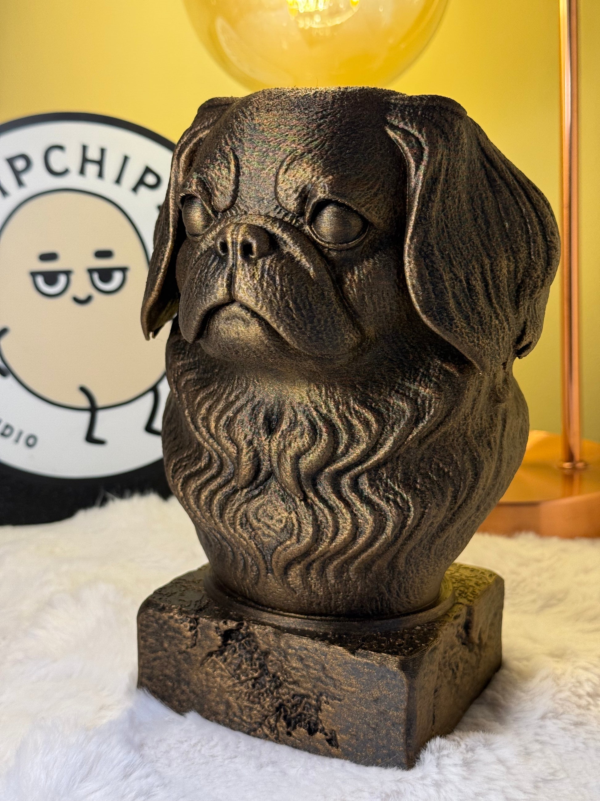 Japanese Chin side view antique style bust – Japanese Chin 3D printed dog statue home decor