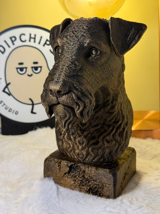 Kerry Blue Terrier antique bust – hand-painted 3D print dog statue collectible decor