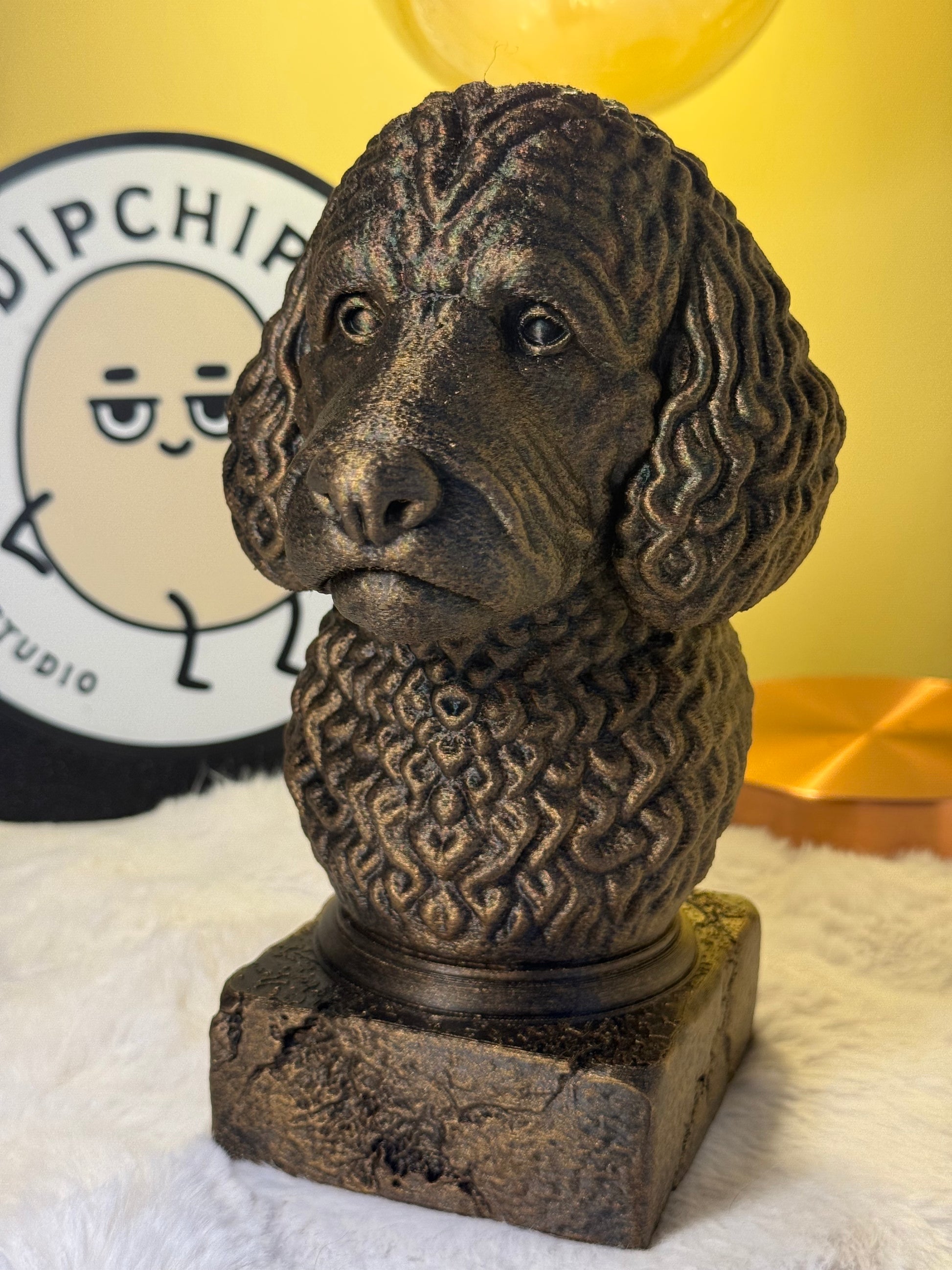 Labradoodle antique bust – hand-painted 3D print dog statue collectible decor