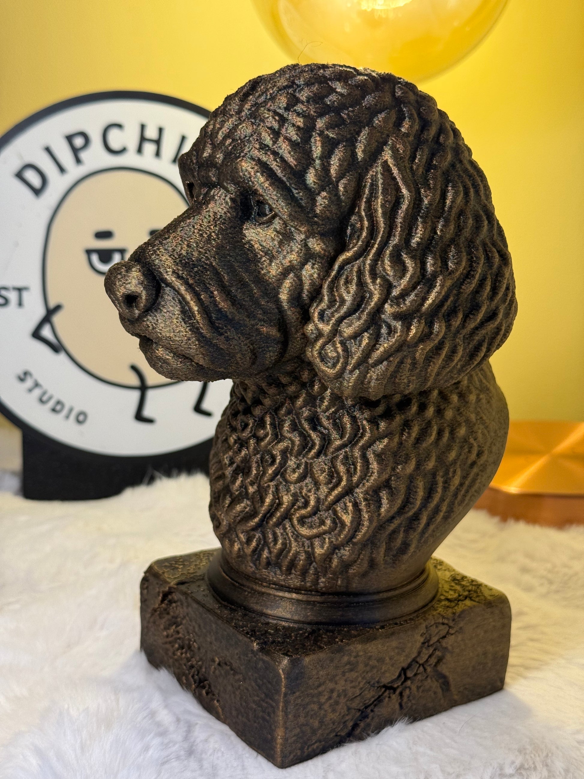 Labradoodle side view antique style bust – Labradoodle 3D printed dog statue home decor