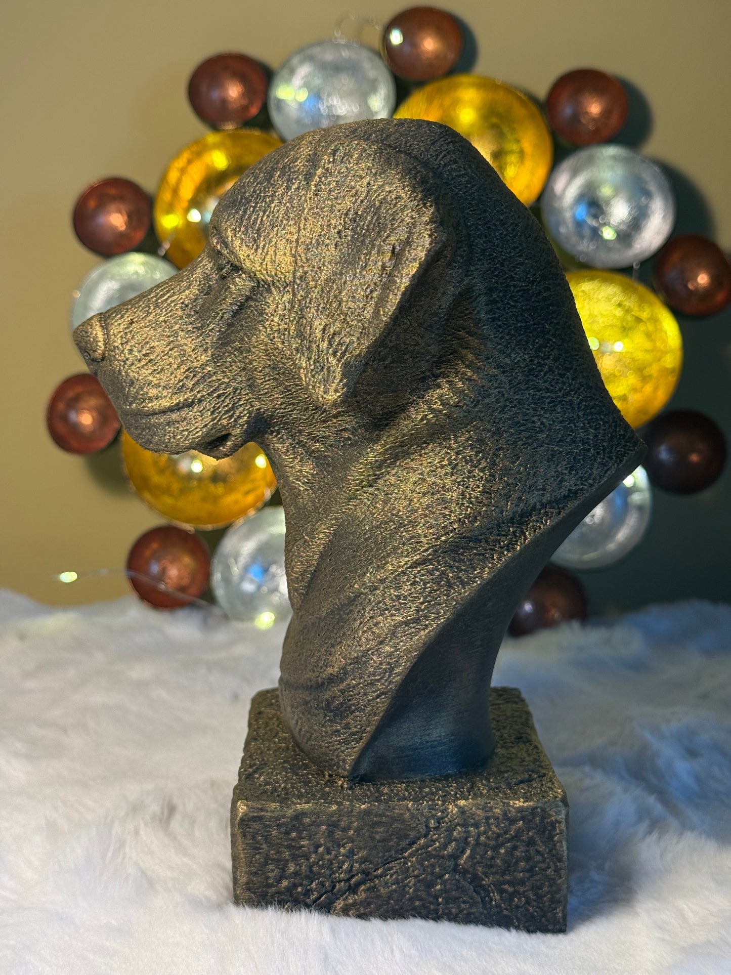 Labrador bust detail – antique finish hand-painted 3D print sculpture for dog lovers