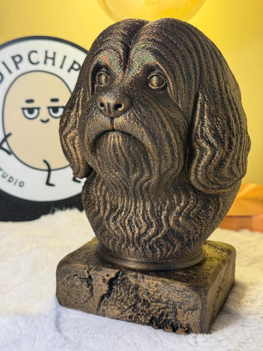 Lhasa Apso antique bust – hand-painted 3D print dog statue collectible decor