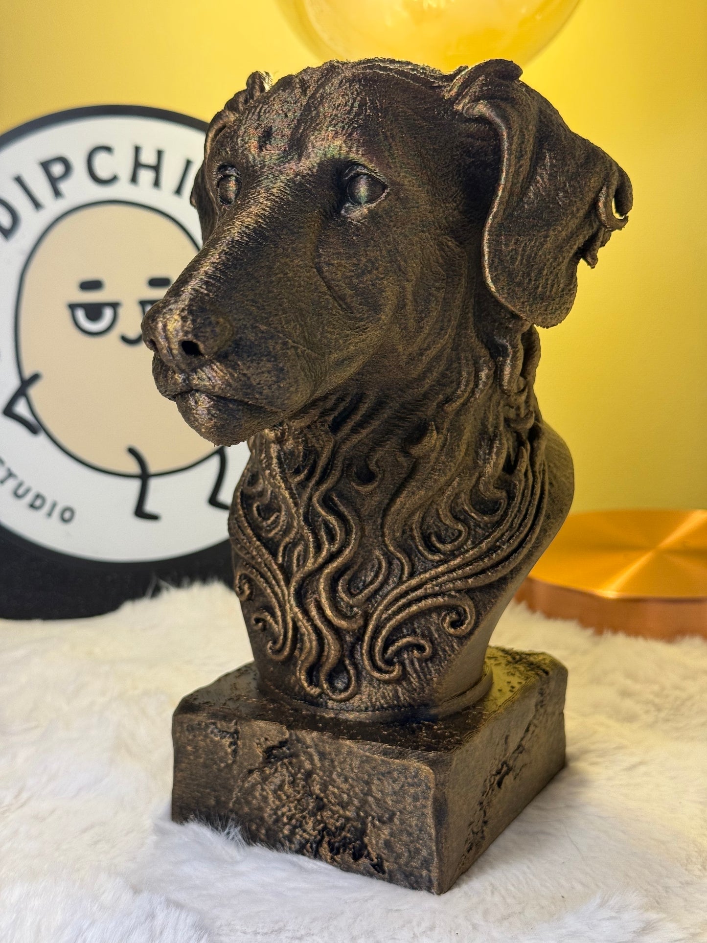 Lurcher antique bust – hand-painted 3D print dog statue collectible decor