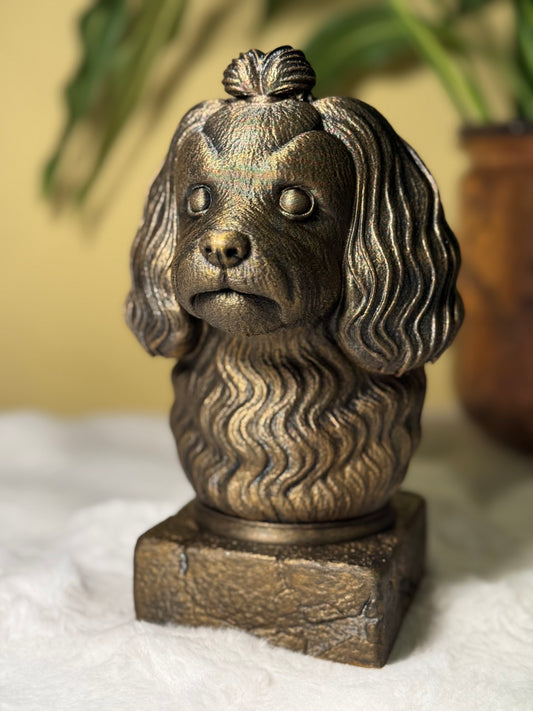 Maltese antique bust – hand-painted 3D print dog statue collectible decor