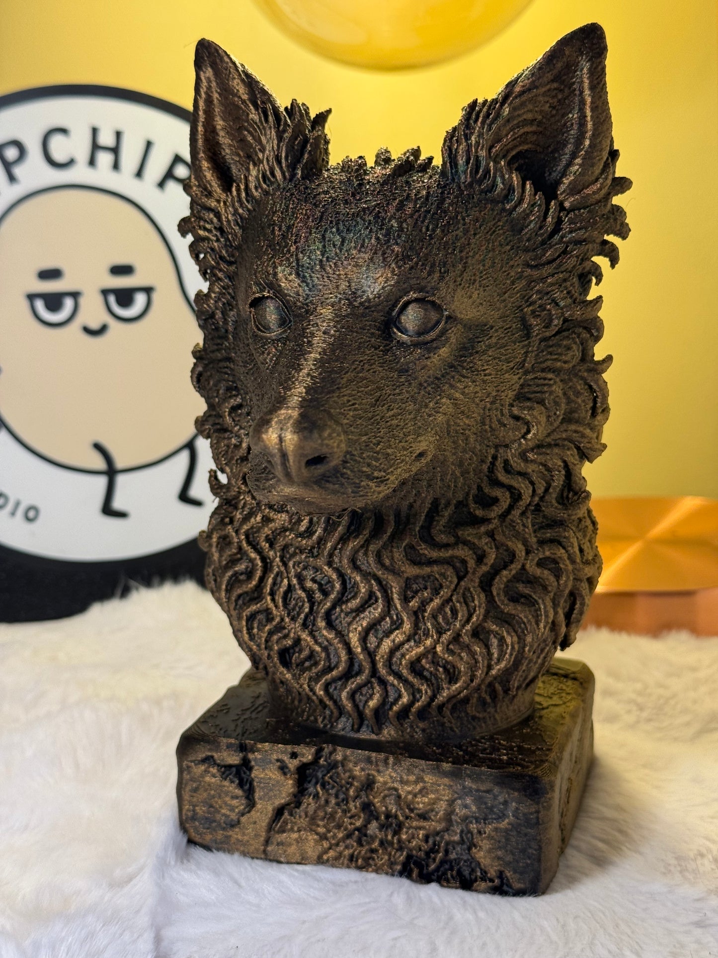 Mudi antique bust – hand-painted 3D print dog statue collectible decor