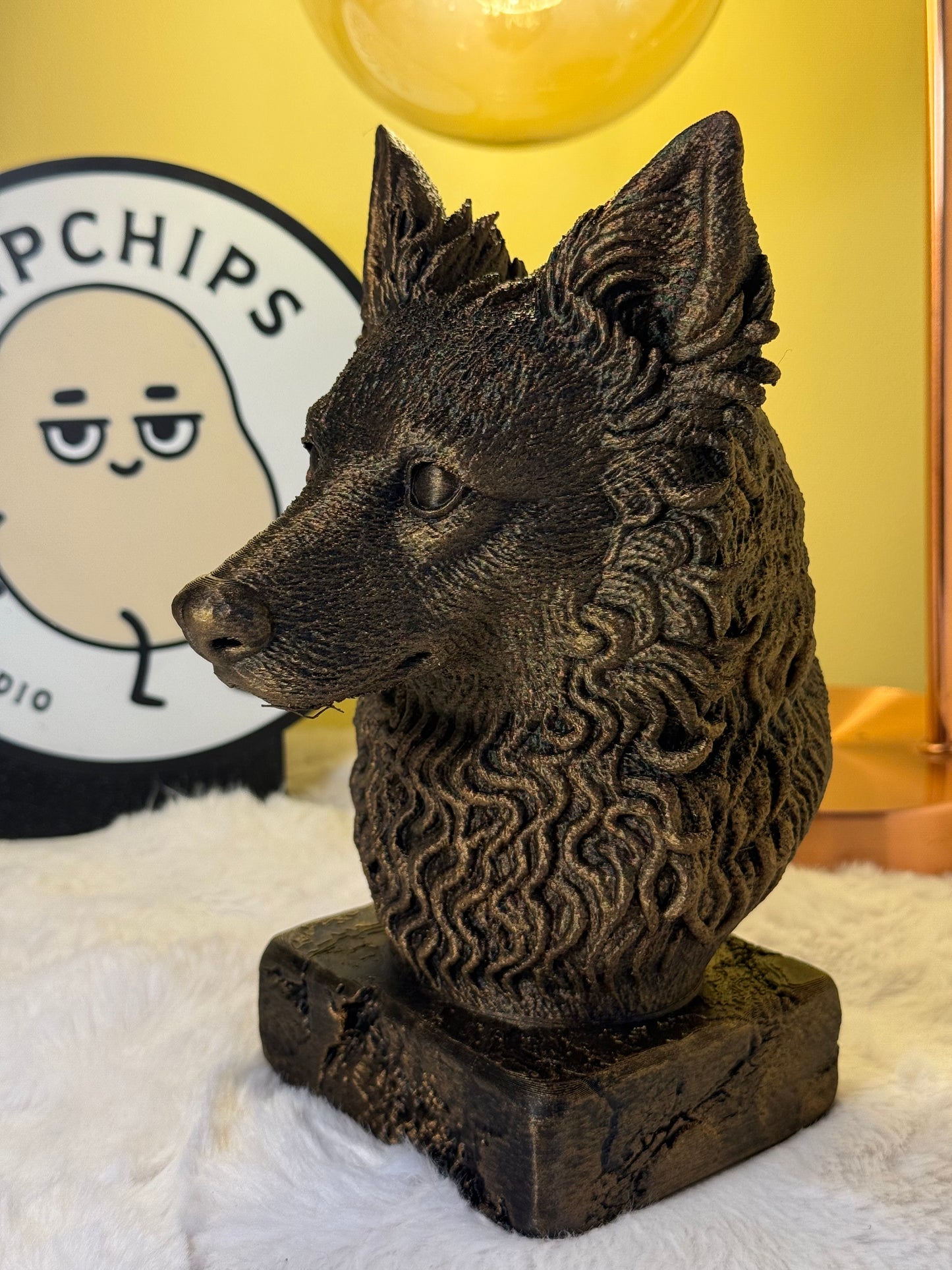 Mudi side view antique style bust – Mudi 3D printed dog statue home decor