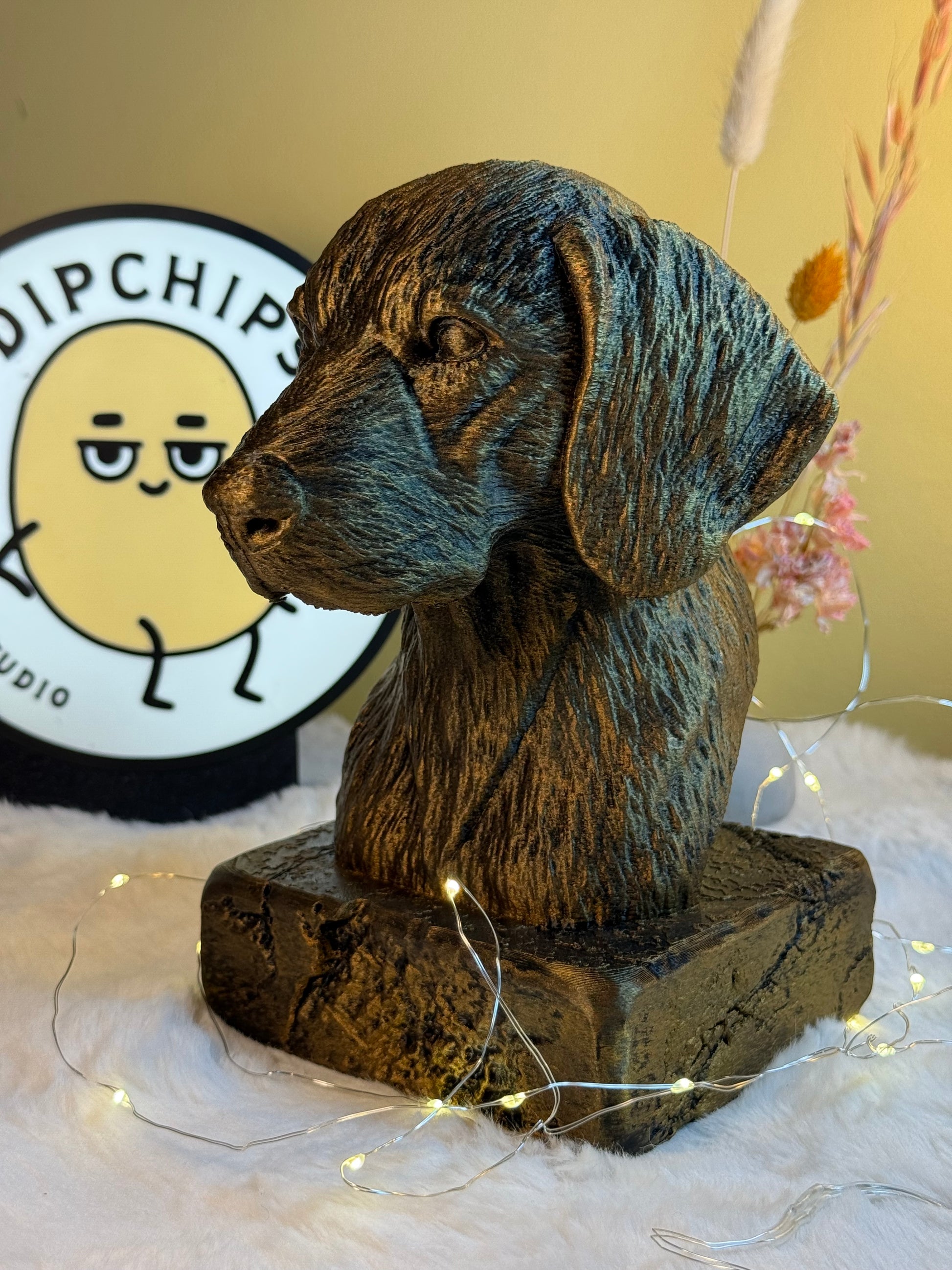 Plott Hound side view antique style bust – Plott Hound 3D printed dog statue home decor