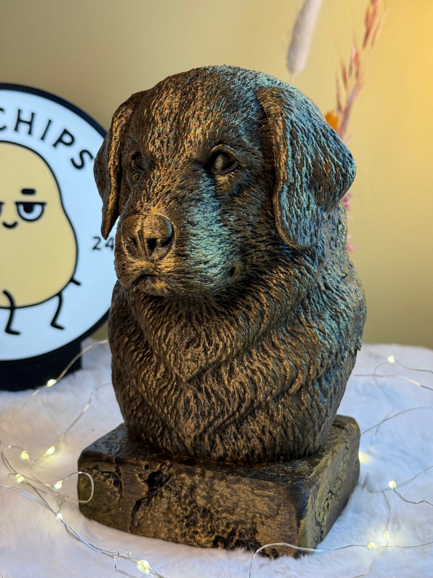 Polish Tatra Sheepdog side view antique style bust – Polish Tatra Sheepdog 3D printed dog statue home decor