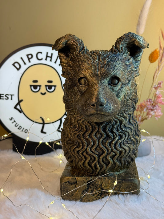 Pumi antique bust – hand-painted 3D print dog statue collectible decor