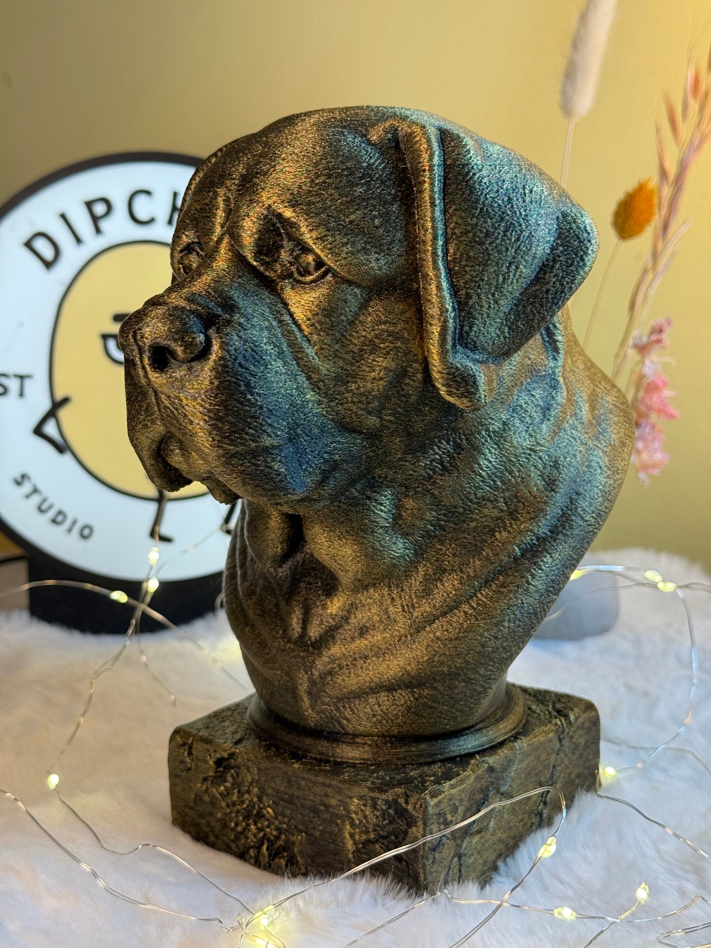 Saint Bernard Dog side view antique style bust – Saint Bernard Dog 3D printed dog statue home decor
