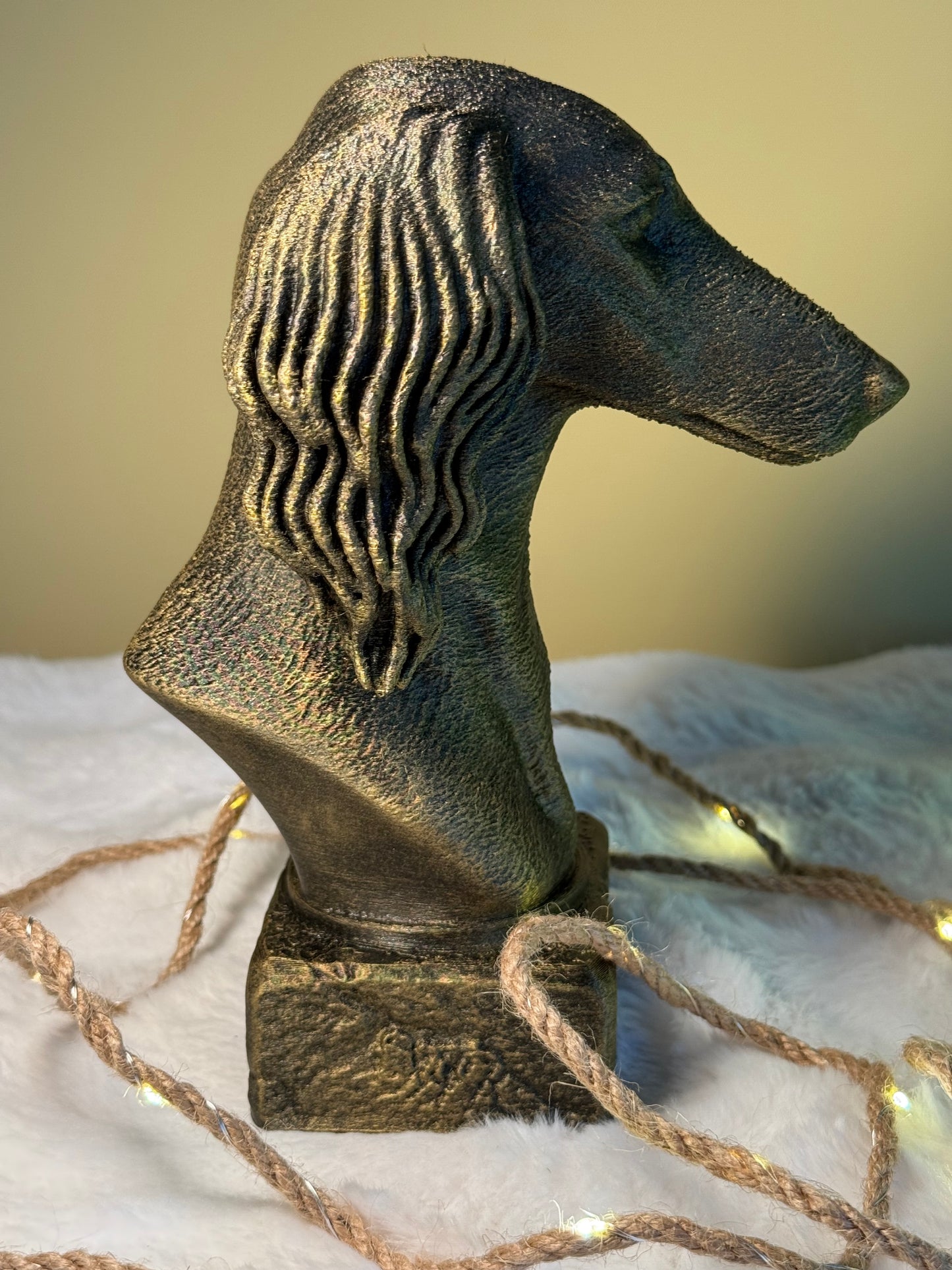 Saluki side view antique style bust – Saluki 3D printed dog statue home decor