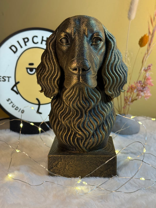 Setter Dog antique bust – hand-painted 3D print dog statue collectible decor