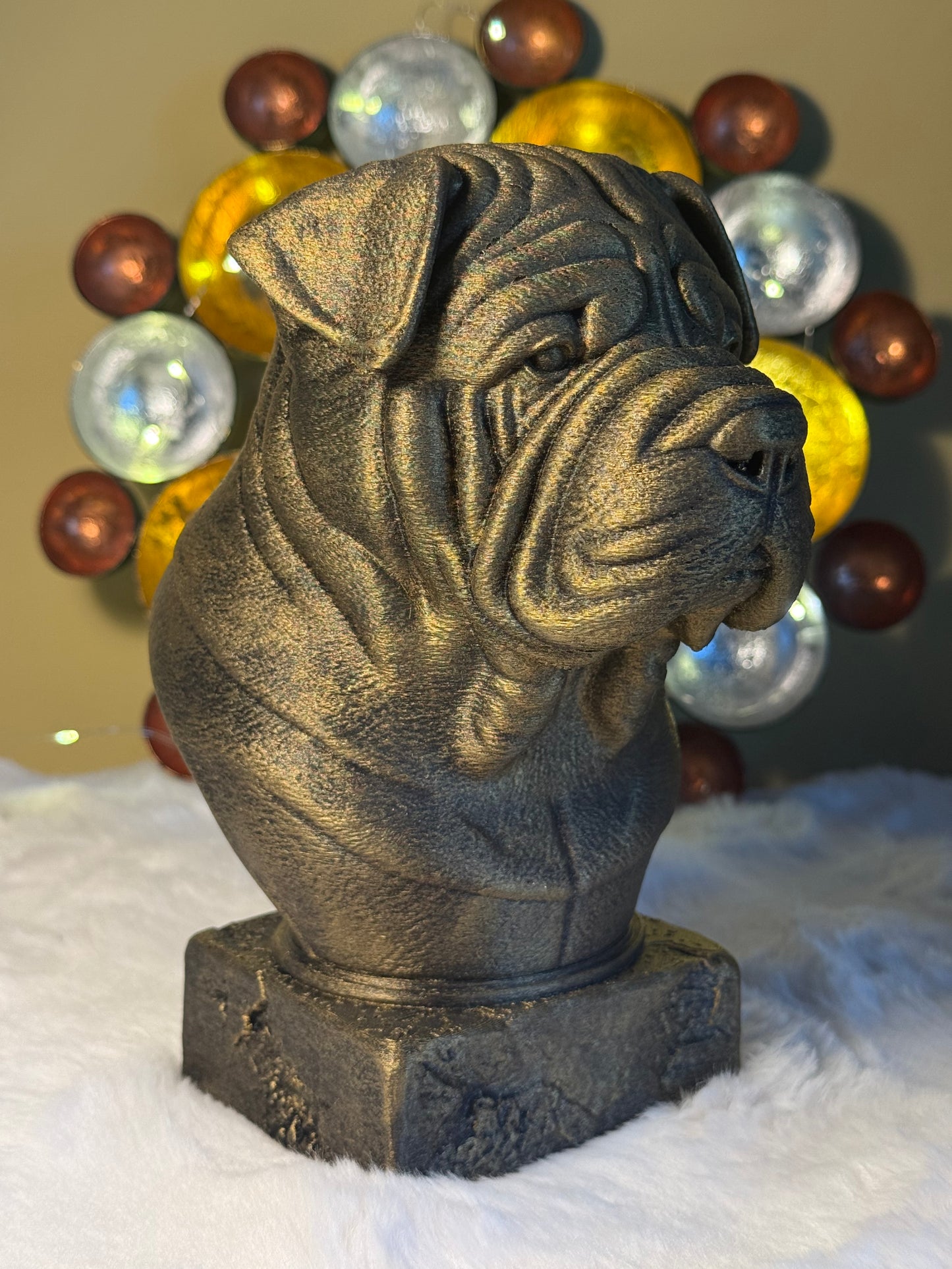 Shar Pei full antique bust sculpture – 3D printed Shar Pei statue, collectible home decor gift