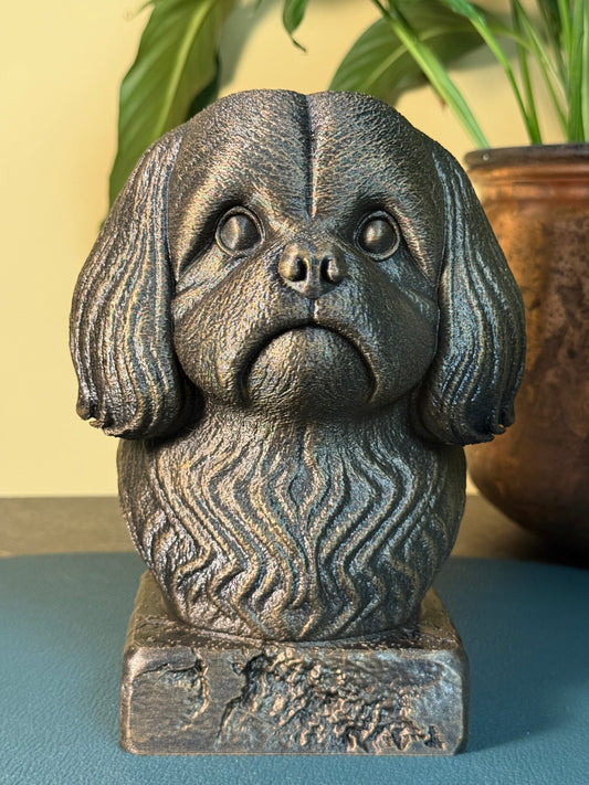 Shih Tzu antique bust – hand-painted 3D print dog statue collectible decor