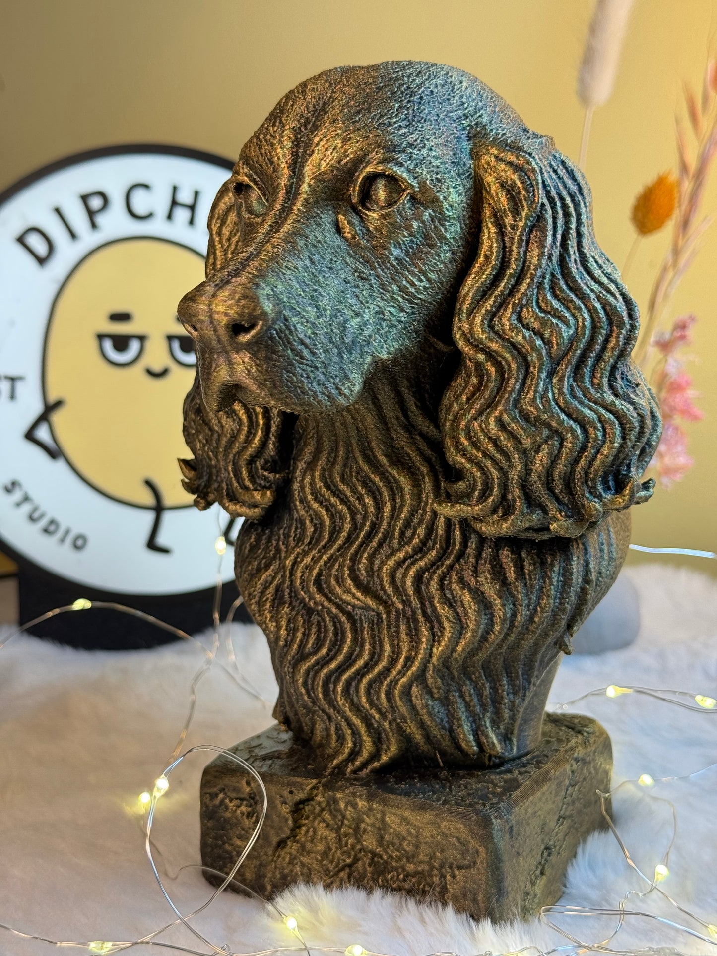 Springer Spaniel side view antique style bust – Springer Spaniel 3D printed dog statue home decor