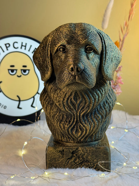 Tibetan Spaniel antique bust – hand-painted 3D print dog statue collectible decor