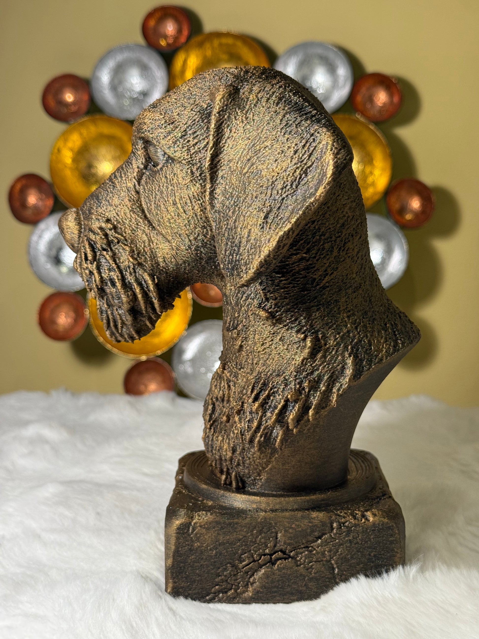 Wire Haired Dachshund side view antique style bust – Wire Haired Dachshund 3D printed dog statue home decor