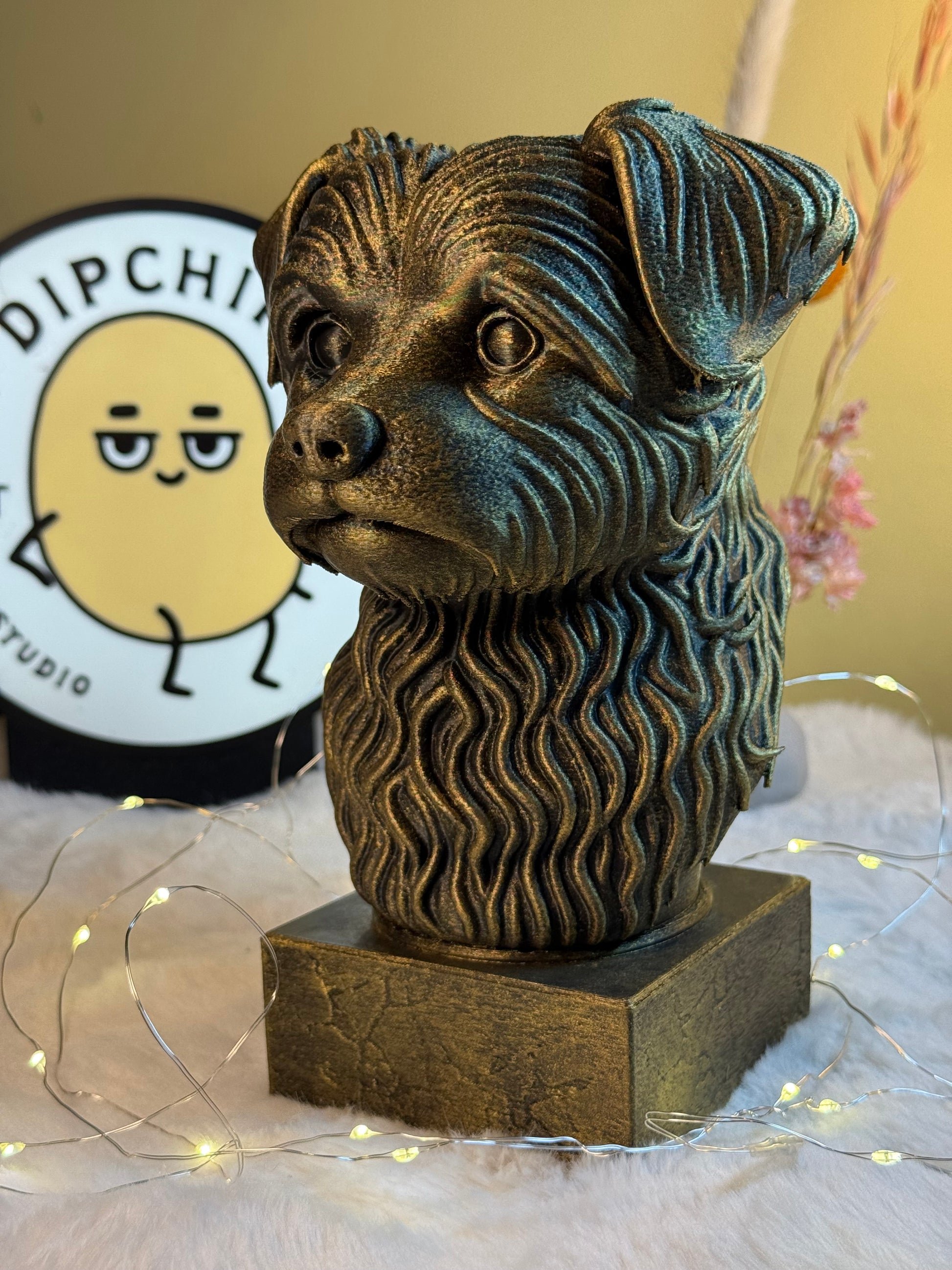 Yorkipoo side view antique style bust – Yorkipoo 3D printed dog statue home decor